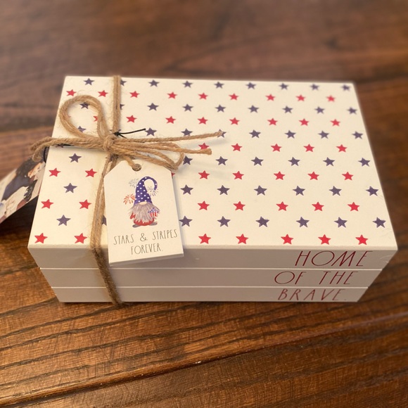 Rae Dunn July 4th Home Of The Brave Book Stack, Patriotic 4th Of July Decor - Picture 14 of 16